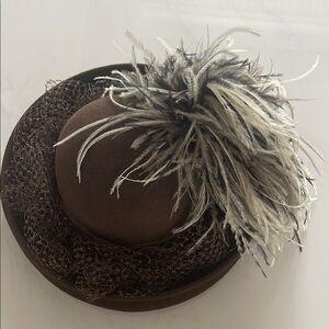 Elegant Brown and Black Feathered Hat Accessory
